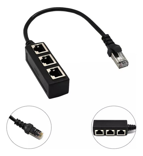 Adaptadores Rj45 1 A 3 Puertos Divisor De Red Ethernet Lan 
