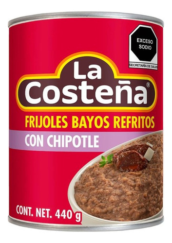 Frijoles Bayos La Costeña Refritos Con Chipotle 440 G