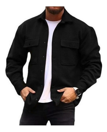 Chaqueta Casual De Polera Delgada Con Botones Para Hombre