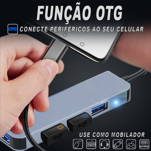 Hub Usb Tipo C 3.0 Regua Cabo Extensor iPad Dock Macbook Hd