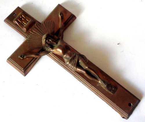 Crucifijo Antiguo Metal Color Cobre