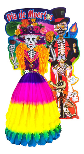 1 Adorno Catrina Con Falda 3d Y Catrin Para Dia De Muertos