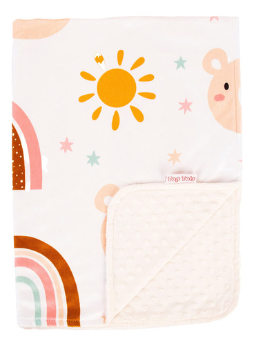 Top Tots Manta De Lujo Minky Para Beb, Oso, Sol Y Arco Iris,