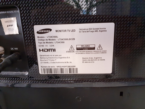 Tv Monitor Samsung 24 Lt24c550l Impecable Completo C/remoto (Usado)