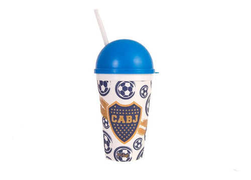 Vaso Big Life Boca Jr C/tapa Domo Azul Unisex Color Azul/blanco