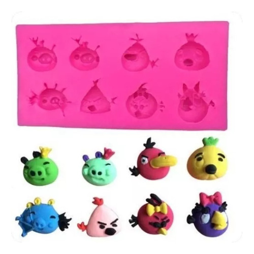 Molde De Silicon En Forma De Pollitos  Estilo Angry Birds