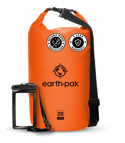 Mochila Impermeable Con Tapa Enrollable De 40l, Naranja