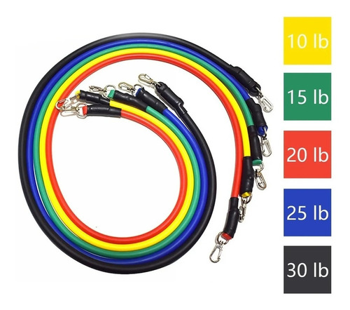 Set De Ligas De Resistencia Para Ejercicio En Casa 11 Pzs