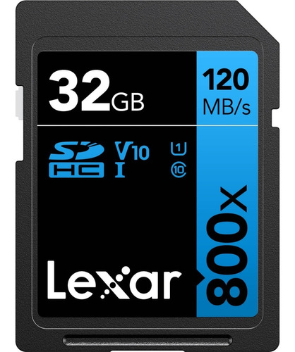 Memoria Lexar 32gb 800x Sdhc Class 10, U1, V10 120mb/s Blue
