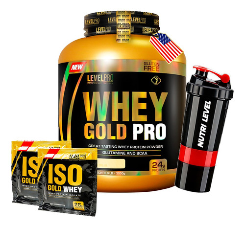 Whey Gold Pro 6.6 Libras / Level Pro + S H A K E R