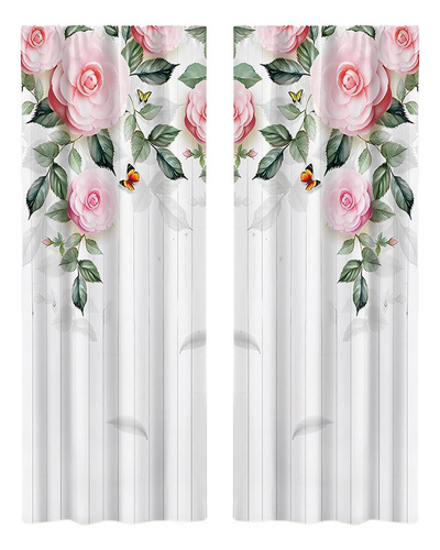 Las Cortinas Transparentes Con Estampado De Rosas 132x241cm