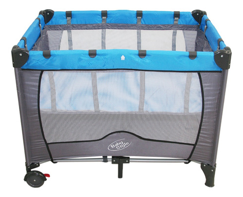 Berço Chiqueirinho Cercado Desmontável Compacto Baby Style Cor Azul