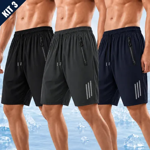 Kit 3 Bermuda Masculina Short Tactel Secagem Rápida Academia