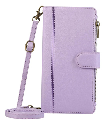 Funda De Piel Tipo Cartera Con Cierre Cruzado Con Cremallera