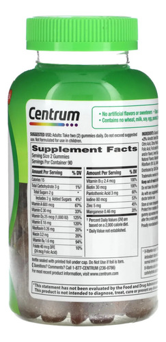 Multivitamínico Centrum Adults Multigummies Com 110 Gomas Sabor Frutas cítricas