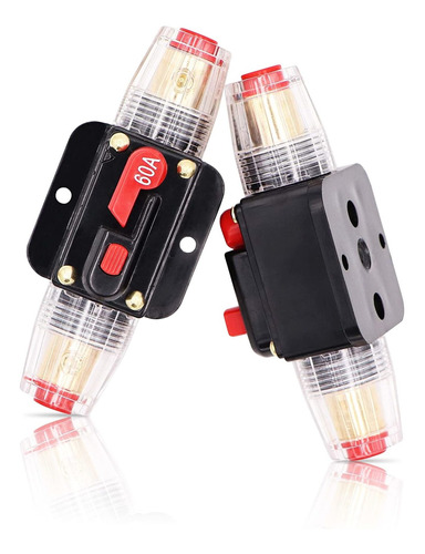 2 Pack Inline 60a Circuit Breaker With Reset Fuse 60amp