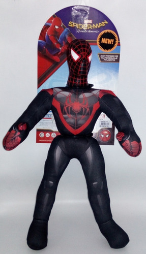 Imagen 1 de 1 de Spiderman Peluche Soft Miles Morales Negro New Toys Edu