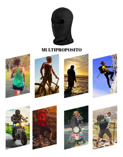 Mascara Balaclava Ninja Pasamontaña Frizado Térmico Negro Negro Liso Unico