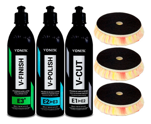 Kit V Cut Polish Finish + Boina Pirulito Leve Médio Pesado