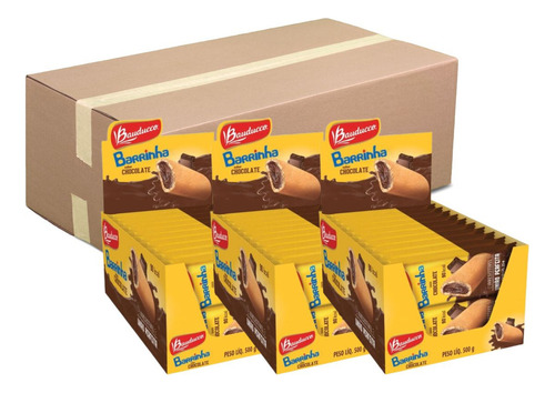 Maxi Barrinha Recheada Chocolate Bauducco C/ 20 Kit 3 Caixas