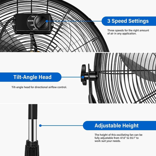Ventilador De Piso Metálicos 20 Pulgadas Metal Resistente