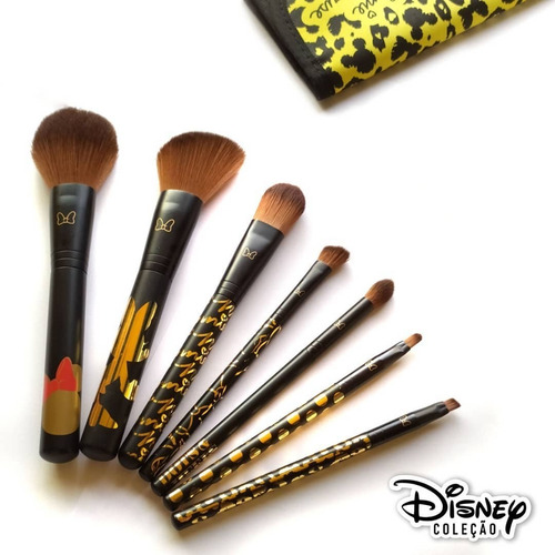 Imagem 4 de 6 de Jogo De 7 Pincel Maquiagem Minnie Mouse Preto - Brs-1812 -