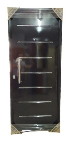 Imagen 1 de 7 de Puerta Chapa Inyectada 80x200 Roma Con Apliques Negra Barral