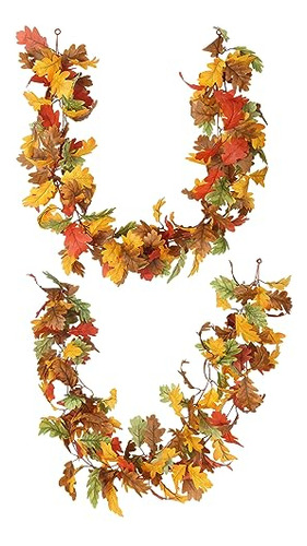 2 Pack Fall Garland Maple Leaf Hanging Vine Garland Aut...