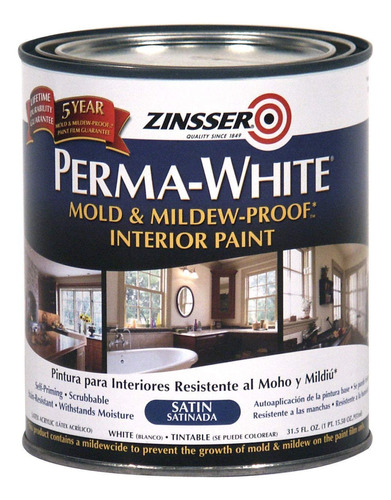 Zinsser 02704 Cuarto De Galon De Pintura De Bano Satinado Br