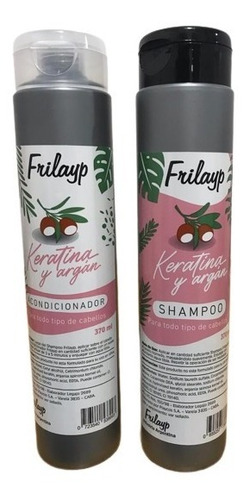 Imagen 1 de 4 de Shampoo + Acondicionador Keratina Y Argan Frilayp X370ml.