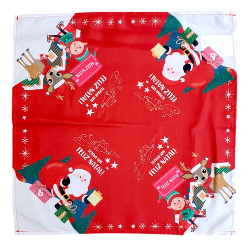 Kit 4 Guardanapos Natal Tecido Decoração Mesa Natalina 40cm Cor Papai Noel Com Saco
