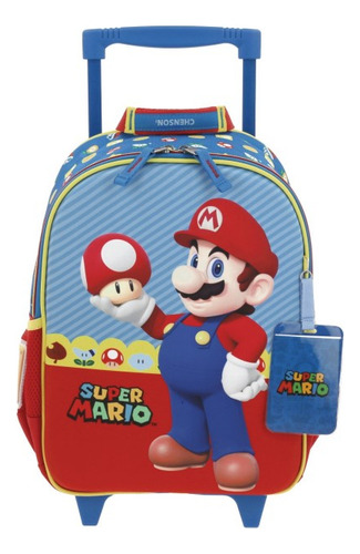 Mochila Chica Chenson Ruedas Niño Escolar Kinder Mario Bros Mush Mb66263-9 Carro De Fabrica