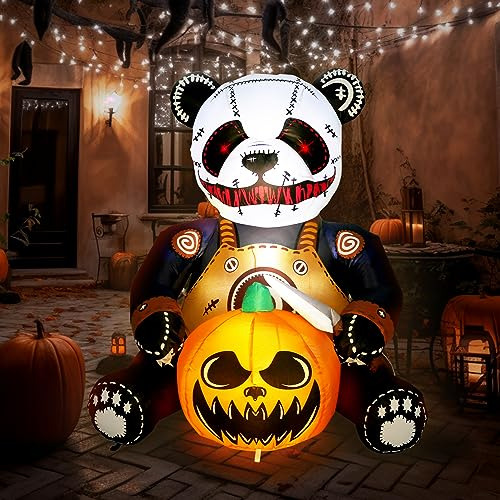 Calabaza De Panda De Halloween Inflable De 4 Pies Exter...