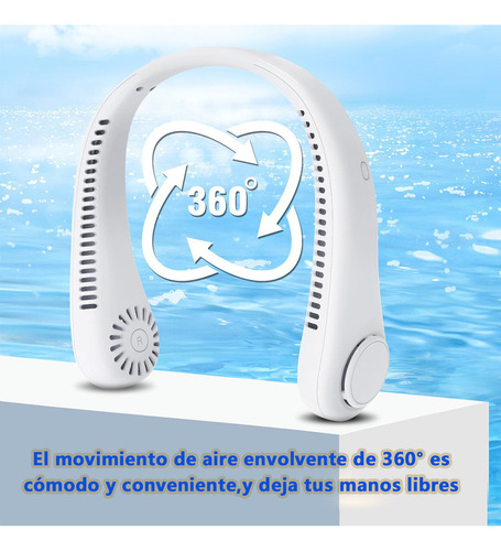 Ventilador De Cuello Portátil Recargable Con 3 Velocidades Rosa