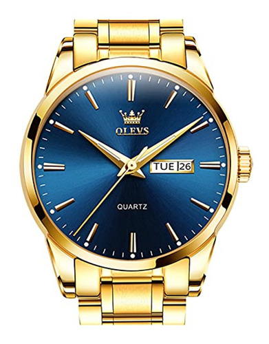 Reloj Hombre Relojes De Oro Para Hombres Reloj Azul Cara Gra