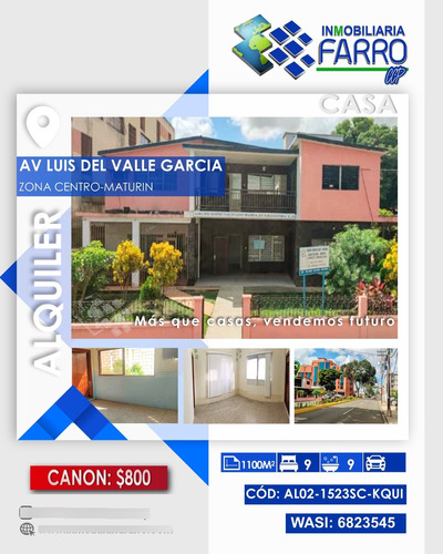 Se Alquila Casa En La Av Luis Del Valle Garcia Al02-1523sc-kqui