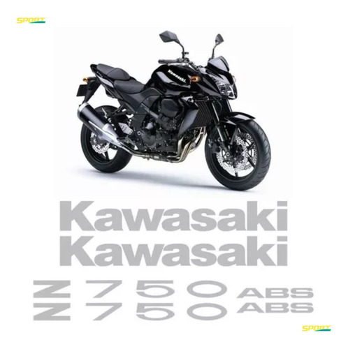 Kit Adesivos Kawasaki Z750 2010 Abs Emblemas Prata Completo