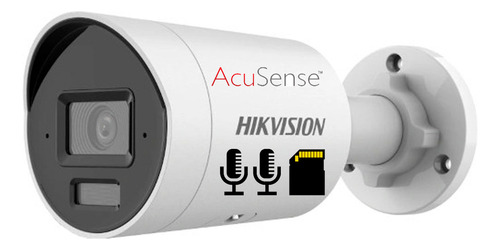 Câmera Bullet Acusense Ip Hikvision 4mpx Áudio E Slot Cartao Cor Branco