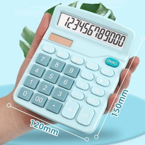 Calculadora Mesa Comercial Escritório Grande 12 Dígitos Cor Azul