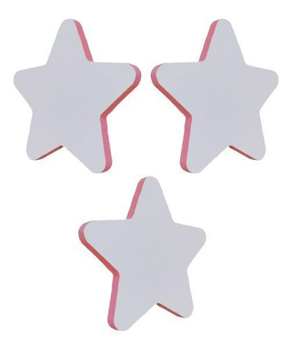 Kit 3 Ganchos De Estrela Rosa Em Mdf Laminado