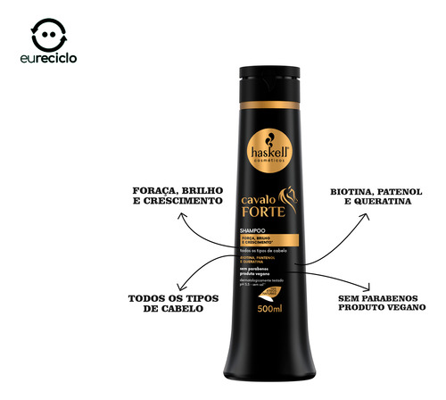 Shampoo Cavalo Forte Haskell Crescimento E Brilho 500ml