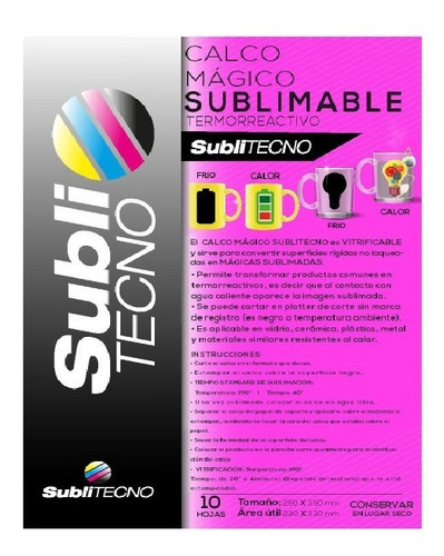 Imagen 1 de 6 de Calco Sublimable Magico Tazas Comunes Pack 10unid 23x33cm