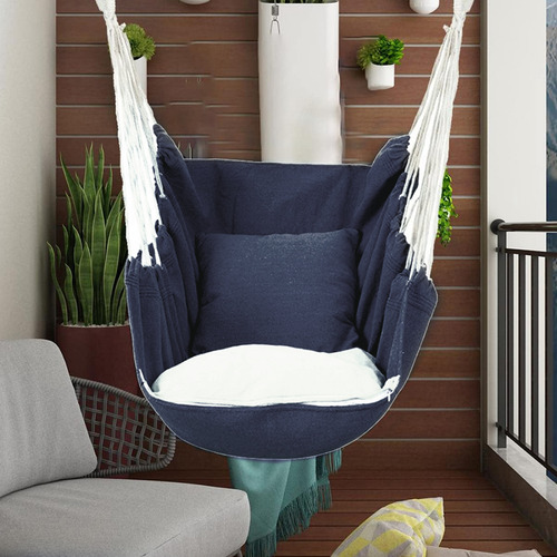 Silla Hamaca Colgante De Columpio Exteriores E Interiores Color Azul Marino