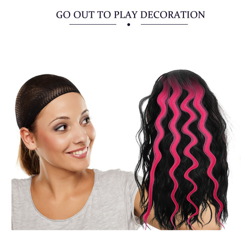 10 Extensiones De Cabello Sintéticas Con Resaltes De Colores