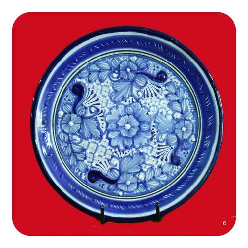 Imagen 5 de 10 de Los Más Vendidos!!! Plato De Talavera Poblana Azul 25 Cm Plt