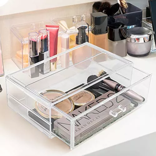 Sorbus Organizador de maquillaje – Organizador de maquillaje acrílico de 4  cajones y almacenamiento para cosméticos, joyas, suministros de belleza