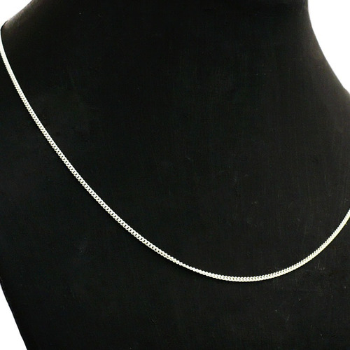 Cadena De Plata Hombre Mujer Chata Eslabon Cubano 60 Cm Color Plateado