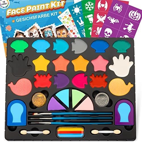 Oukzon Kit De Pintura Facial Para Niños - 18 Colores Hjck8