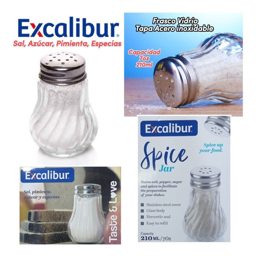 Azucarera Salero Pimientero Especias Excalibur 210ml / 7oz