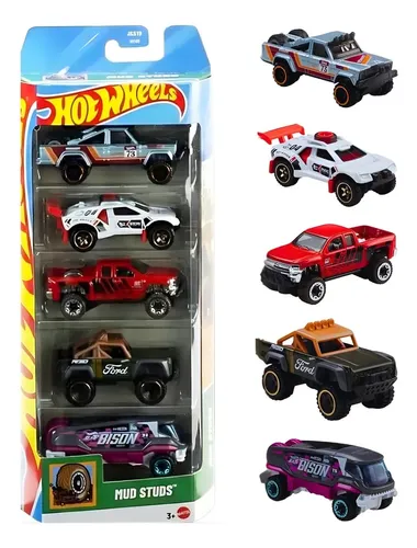 Hot Wheels Pack C/ 5 Carrinhos Mud Studs 1:64 - Mattel | MercadoLivre